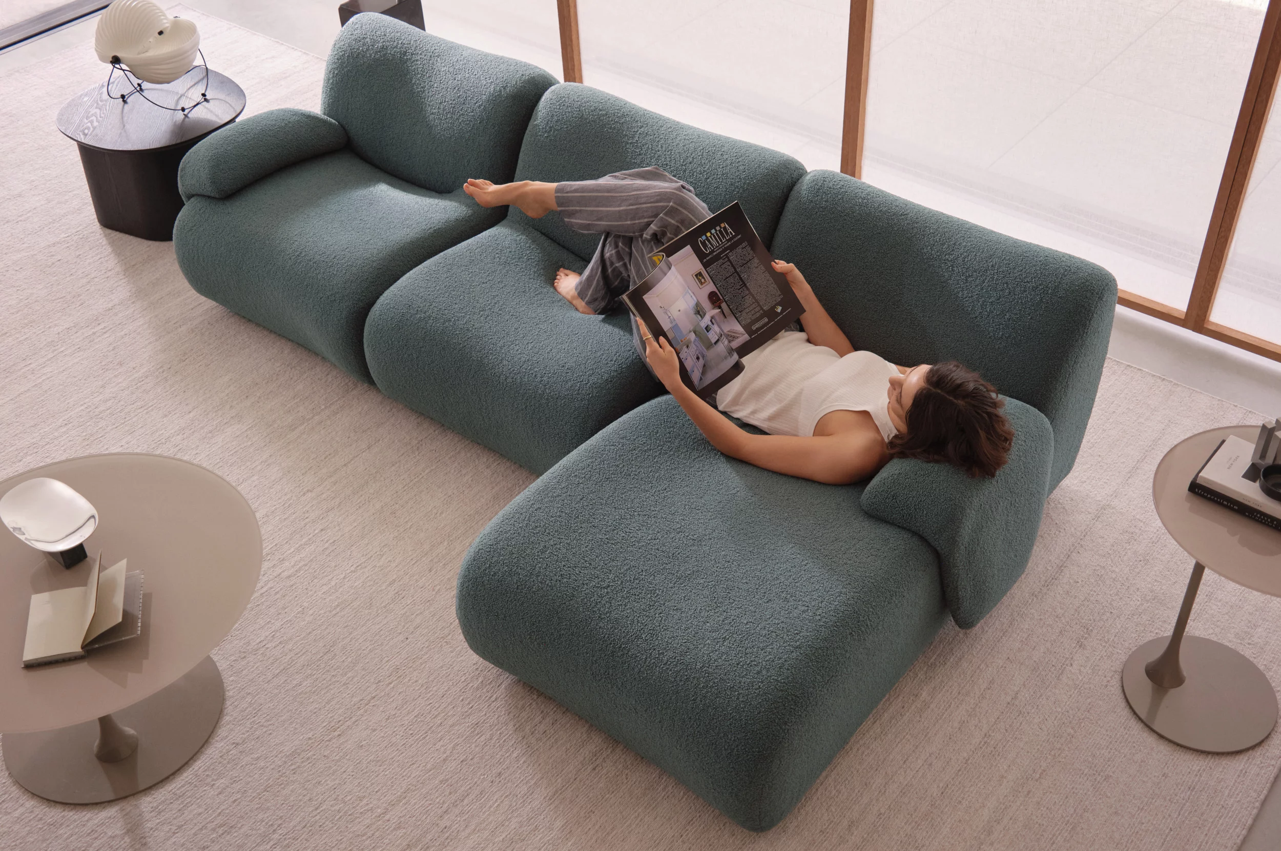 ソファー 1977 Sectional 3 Seater Sofa with Chaise and Armrests